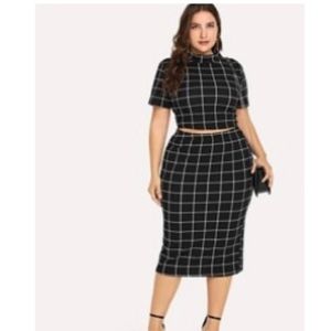 cropped top and midi skirt-Set